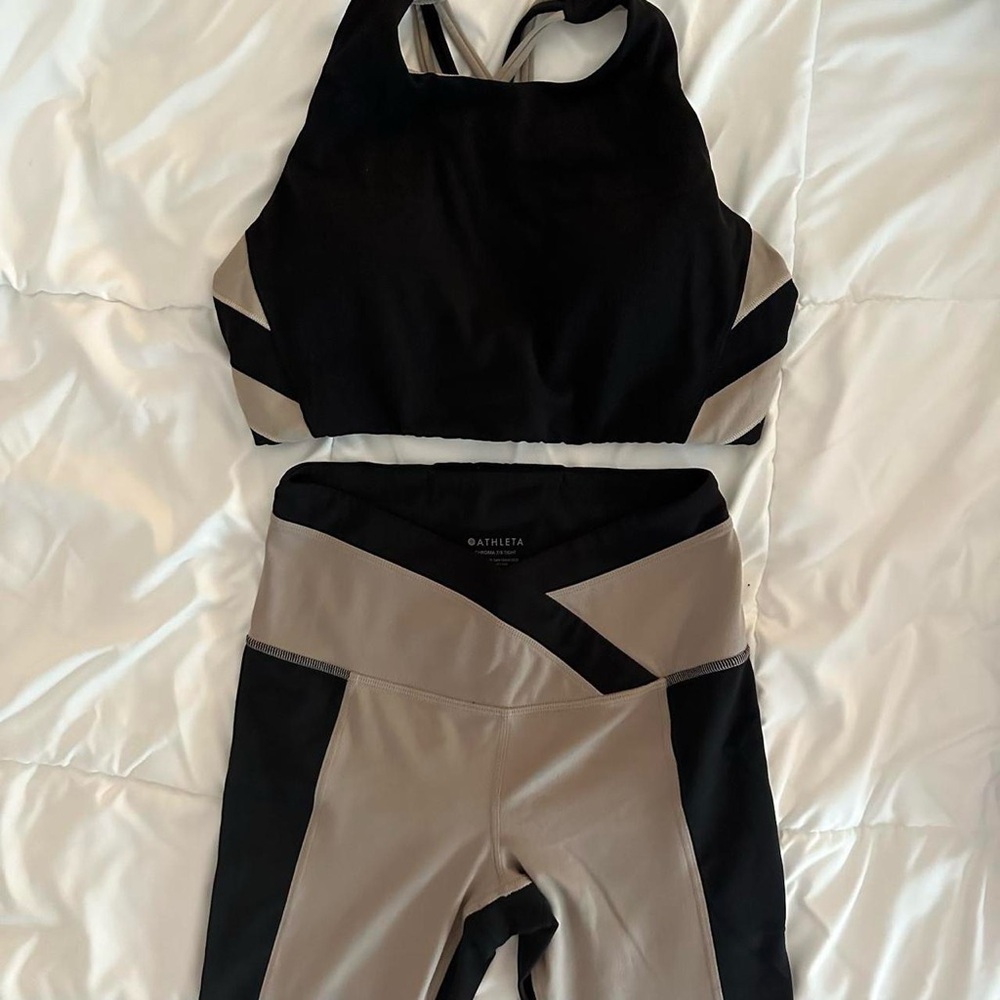 Athleta Black and Tan Workout Set